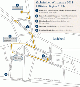 Die geplante Route des Winzerzuges 2011